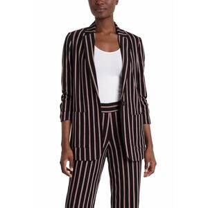 Max Studio Black Striped Blazer Jacket Tie Sleeve Lightweight XS